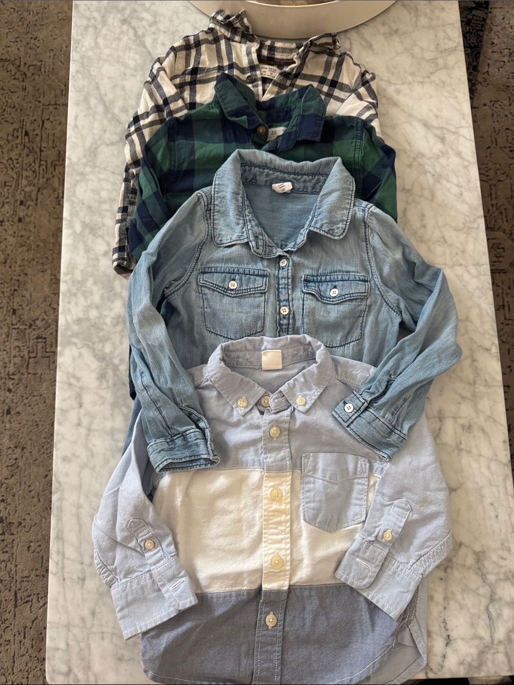 Zara Gap kids baby Long-Sleeve shirt button down flannel denim - set of 4
